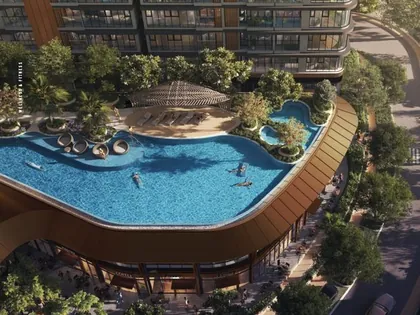Hồ bơi trên khối đế căn hộ Eaton Park.