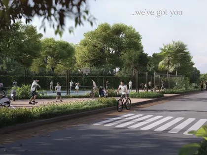 Đường chạy bộ và làn xe đạp trong khuôn viên Eaton Park.